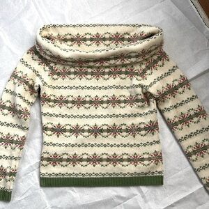 Moda International Holiday off the shoulder/cowl snowflake bling sweater szM